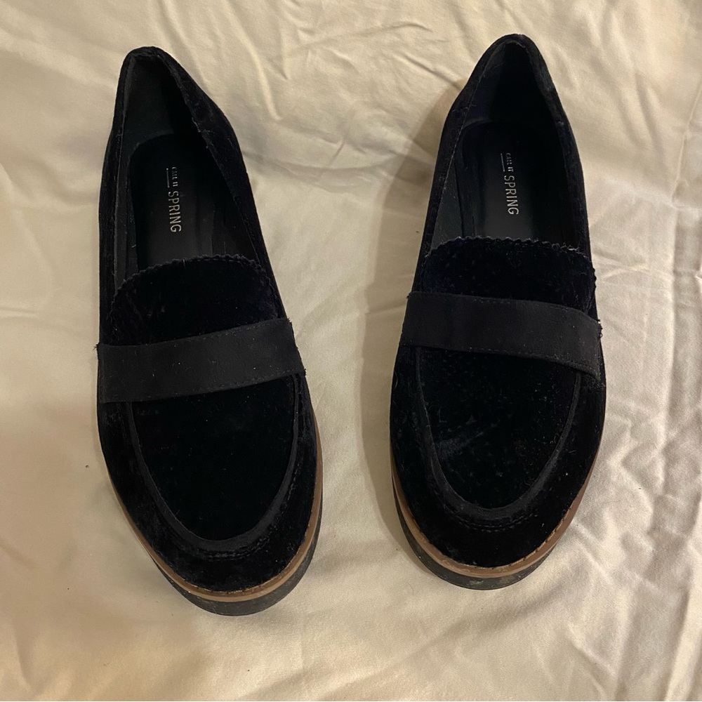 Black vegan “suede” loafers